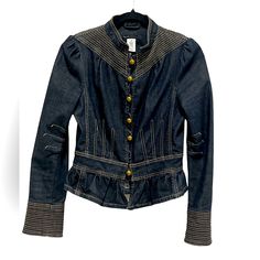 Excellent Used Condition, Authentic $459 Marc Jacobs Denim Jacket, Size Small. Bought On Posh, But Never Worn. Beautiful Jean Jacket. Very Stylish. Clean, Smoke-Free Home. Questions And Reasonable Offers Welcome. Thank You For Looking! Designer Denim Jacket With Button Closure For Fall, Designer Long Sleeve Denim Jacket For Work, Designer Denim Jacket For Workwear In Fall, Designer Denim Jacket For Fall Workwear, Designer Fitted Denim Jacket, Designer Fitted Denim Jacket With Long Sleeves, Designer Denim Jacket For Fall, Blue Gold, Jean Coat