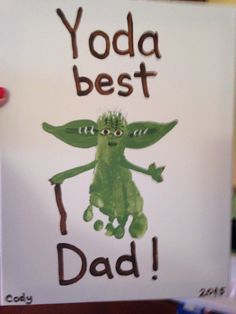 a card with the words yoda best dad written on it