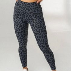 Midnight Cheetah Leggings High Rise Black Medium Stretch Leopard Print Yoga Bottoms, Leopard Print Stretch Workout Bottoms, Cheetah Leggings, Sports Bra Set, Brown Leggings, Leopard Leggings, Tie Dye Leggings, Green Leggings, Ribbed Leggings