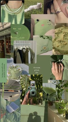 a collage of photos with different things in them including flowers, plants and clothing