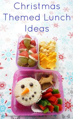 christmas themed lunch for kids in plastic containers