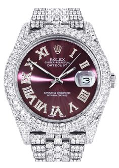 Rolex Diamond Watch, Xo Jewelry, Purple Watch, Rolex Diamond, Mens Diamond Bracelet, Fancy Watches, Oyster Perpetual Datejust, Silver Chain For Men, Gold Watches Women