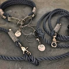 several different types of lanyards on a rock