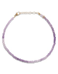 Natural amethyst crystal beads hand strung in New York City and finished with 14 karat yellow gold. Amethyst 14 karat gold Citrine Crystal, Amethyst Bracelet, Purple Crystals, Purple Rain, Amethyst Crystal, Smoky Quartz, Turquoise Jewelry, Ring Bracelet, Pave Diamonds