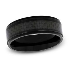 black ceramic ring with carbon fiber inlay