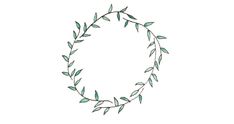 a drawing of a wreath with green leaves on the top and bottom, surrounded by smaller branches