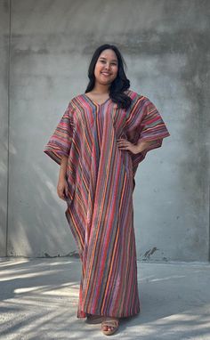 Striped Cotton Kaftan ES-15 Diwali Kaftan, Indian Festival Clothing, Ethnic Caftans, Traditional Clothes, Boho Dress, Luxury Lounge Wear - Etsy Multicolor V-neck Kaftan For Festivals, Traditional Multicolor V-neck Maxi Dress, Pink Bollywood Style Kaftan For Summer, Pink Bollywood Kaftan For Summer, Pink Bollywood Style Summer Kaftan, Festive Multicolor Maxi Dress, Spring Festive Multicolor Kaftan, Festive Multicolor Free-size Maxi Dress, Bohemian Multicolor Maxi Kurta