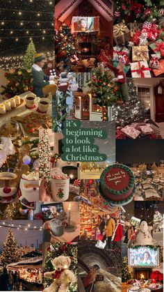 a collage of christmas pictures with santa and other holiday items