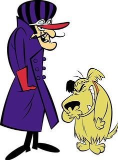 an image of a cartoon dog with a man in a top hat talking to him