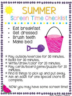 a poster with instructions for how to make a summer time checklist