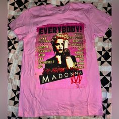 Madonna “Everybody” Art Poster Tshirt (A Song By Madonna) Ladies Jr Size Large New Measures: Pit To Pit 17” = 34” Bust Top To Bottom 26” Bright Pink! See My Photos. Brilliant Shirt! Fitted Pink Graphic Print T-shirt, Trendy Pink Top With Sublimation Print, Edgy Pink T-shirt For Streetwear, Trendy Pink Top With Graphic Design, Edgy Pink Tops With Letter Print, Edgy Pink T-shirt With Graphic Print, Trendy Pink T-shirt With Front Print, Pink Fitted Graphic Tee, Fitted Pink Top With Sublimation Print