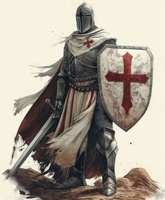 Templar Knight Tattoo, Temple Knights, Best Vampire Anime, Templar Knight, Templar Knights, Good Knight, Knight Tattoo, Crusader Knight, Cute Fantasy Creatures