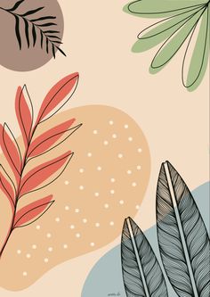 an illustration of leaves and dots on a beige background