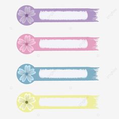 four different colored pencils with flowers on them, one is white and the other is blue