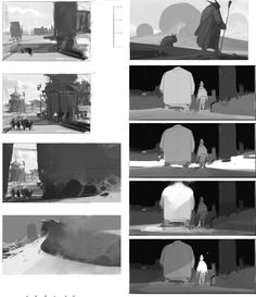 the storyboard shows different scenes from an animated film