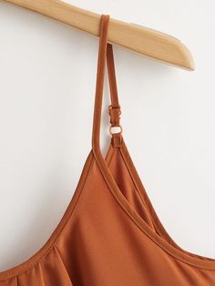 📦FREE Shipping on orders over $80 Style: Casual Color: Brown Pattern Type: Plain Neckline: Spaghetti Strap Length: Regular Type: Cami Details: Pleated Season: Summer Fit Type: Regular Fit Sheer: No Material: Polyester Composition: 100% Polyester Fabric: Non-Stretch Halter Neck Camisole For Beach With Straps, Halter Neck Camisole With Straps For The Beach, Beach Halter Neck Camisole, V-neck Camisole For The Beach, Beach Halter Neck Camisole With Adjustable Straps, V-neck Camisole With Adjustable Straps For Beach, Strappy Camisole With Adjustable Straps For Vacation, Vacation Strappy Camisole With Adjustable Straps, Solid Beach Tops With Adjustable Straps