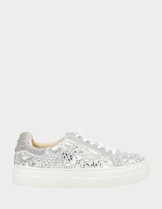 Rhinestone Sneakers, Bridal Sneakers, Betsey Johnson Clothes, Wedding Sneakers, Best Dress, Betsey Johnson Dresses, Rhinestone Bridal, White Rhinestone, Lacing Sneakers