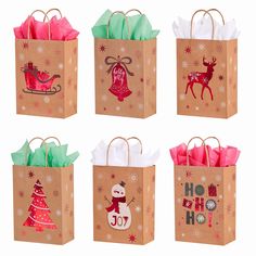 PRICES MAY VARY. Size: 8.7 x 6.3 x 3.15 inch environmental paper bag. 4 bags for each design, 24 bags and 24 sheets of tissue paper total. Easy for standing up and carrying. These colorful Christmas holiday theme gift bags is perfect for birthday treat bags, goodie bag, party bag, gift bag, party favor bag, holiday gift bags,Xmas Gift Bags,retail bag and more. 24 Pack Small Christmas holiday Gift Bags with Tissue Paper Size: 8.7 x 6.3 x 3.15 inch environmental paper bag. 4 bags for each design, 24 bags and 24 sheets of tissue paper total. Easy for standing up and carrying. These colorful Christmas holiday theme gift bags is perfect for birthday treat bags, holiday gift bags,goodie bag, party bag, gift bag, party favor bag,Xmas Gift Bags, retail bag and more. Gift Containers, Small Christmas Gifts, Holiday Gift Bag, Large Gift Bags, Christmas Party Favors, Paper Gift Bags, Christmas Gift Bags, Holiday Christmas Gifts, Holiday Wishes