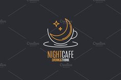 the logo for night cafe, which is designed to look like a coffee cup with a crescent