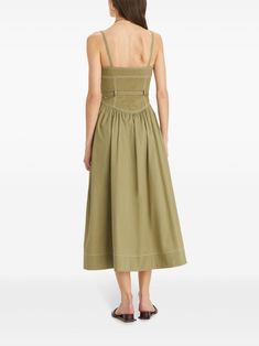 Midi Dress Green, City Dress, Twill Weave, Green Midi Dress, Dolce E Gabbana, Summer Beach Wear, Corset Style, Sweetheart Neck, Moss Green