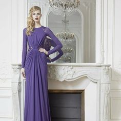 Step Into Elegance With This Zuhair Murad Gown. Made In Italy, Its Violet Purple Hue, Long Sleeves, And Fully-Lined, Full-Length Silhouette Exude Sophistication. Embroidered And Beaded Throughout, It's A Masterpiece Of Craftsmanship. Please See My Other Listings For More Rare Luxury Finds. Size 8 Usa, 40 France, 12 Uk, 44 Italy Measurements: Bust- 35'’ Waist- 28” Hips- 40” Length- 66” From Shoulder To Hem In The Front, 75 At Back. Fabric: 65% Acetate, 35% Nylon Made In Italy About Zuhair Murad: Pre-draped Long Sleeve Wedding Gown, Luxury Maxi Gown With Sweep Train, Luxury Maxi Length Gown With Sweep Train, Elegant Purple Floor-length Evening Dress, Elegant Purple Evening Gown, Elegant Purple Gown For Gala, Luxury Long Sleeve Dress With Sweep Train, Elegant Purple Evening Dress For Gala, Elegant Purple Formal Gown