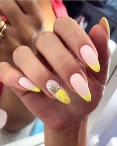 Whimsical Pineapple Nail Ideas For Summer - Pineapple Nails, April Nails, Nail Designs Ideas, Beach Nails, Yellow Nails, Fancy Nails, Chic Nails, Best Nail