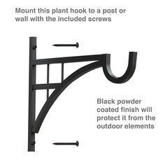 a diagram showing how to install the black powdered finish on an outdoor wall bracket