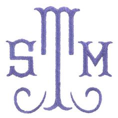 the letter m is made up of purple thread