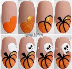 Halloween Nails Diy, Nail Art Halloween, Holloween Nails, Halloween Nails Easy, Nail Board, Cute Halloween Nails, Pumpkin Nails, Nail Art Designs Diy, Thanksgiving Nails