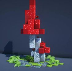 a red and white tower made out of blocks