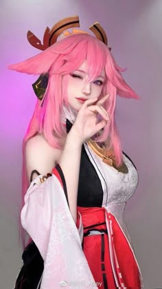 Cosplay Cute, Yae Miko, Cosplay Characters, Amazing Cosplay, Cute Cosplay, Cosplay Makeup, Best Cosplay, Cosplay Outfits, Pink Hair