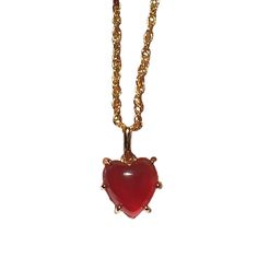 This fab dainty heart garnet necklace is on an 18" gold chain with a funky claw clasping the stone design! So cute layered with other VM bling too. Great everyday necklace! Great for anniversary/bday/valentine gift! Gold Plated Heart Necklace For Party, Amber Heart Pendant Jewelry Gift, Heart-shaped Necklace With Lobster Clasp For Party, Heart Pendant Amber Jewelry For Gift, Party Heart Necklace With Lobster Clasp, Ruby Heart Charm Pendant Necklace, Vintage Gemstone Heart Pendant Necklace, Dainty Necklaces With Lobster Clasp For Valentine's Day, Dainty Necklace With Lobster Clasp For Valentine's Day