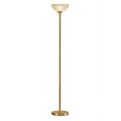 a gold floor lamp on a white background