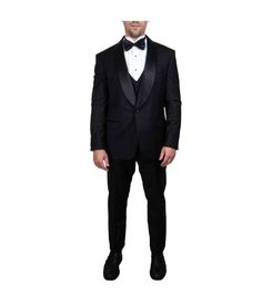 This three-piece tuxedo is the perfect choice for any formal occasion. The satin shawl collar and matching vest add a touch of sophistication, while the black fabric ensures a classic look. This tuxedo is sure to turn heads wherever you go. Material: 65% Dacron 35% Rayon Shawl Collar Tuxedo, Satin Shawl, Bootie Sandals, Sneaker Slippers, Baby Boy Shoes, Jeans Jumpsuit, Toddler Girl Outfits, Three Piece