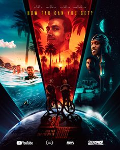 the movie poster for 24 feet apart with two men riding bicycles in front of an ocean