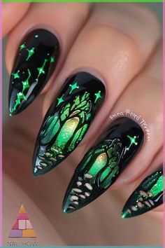 Cast a spell with these enchanting witchy nails! 🌙✨ Featuring mystical symbols, dark hues, and magical accents, these nails will add a touch of witchy charm to your look. 💅🖤 #WitchyNails #MagicalVibes #SpellboundStyle Witchy Stiletto Nails, Black Witchy Nails, Mystical Nails, Halloween Nail Ideas, Fantasy Nails, Gothic Nails, Magic Nails