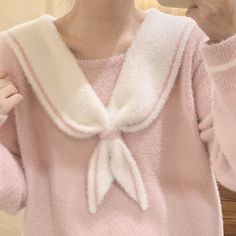 Please take the size info as a reference. The measurement error between 1-4cm is in the normal range.Fabric Material: Cotton Blend. KnitColor: PinkSize Chart: One Size Size One Size Bust 106cm/41.76" Length 58cm/22.85" Shoulder 37cm/14.58" Sleeve 54cm/21.28" Cute Warm Knit Sweater, Cute Soft Knit Acrylic Sweater, Cute Acrylic Soft Knit Sweater, Preppy Knit Sweater For Winter, Niche Fashion, Dolly Kei, Larme Kei, Navy Sailor, Warm Sweater