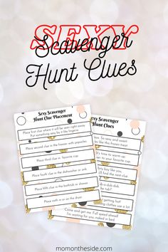 two printable scavengers with the text slayer hunt clues on them