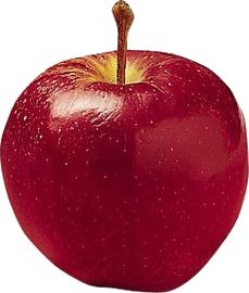 an apple is shown with water droplets on it