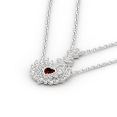 Celebrate your life with this necklace. Crafted in sterling silver, the necklace shows a red heart wrapped by angel's wing. The pendant features a arrow getting the heart, which means love from your lover. This meaningful necklace expresses your love. Treat yourself or surprise her with this meaningful piece. It's a best gift of love for mom, wife, children or yourself. Never miss it!Carat Weight: 0.5 ctStone Size: 5*5 mmStone Type: Jeulia® StoneNumber of Stones: 1 Stone Shape: HeartStone Color: Red Sterling Silver Necklace With Heart Pendant, Future Concert, Arrow Heart, Meaningful Necklace, White Necklace, Lovely Necklace, Necklace Online, Heart With Arrow, Stone Heart