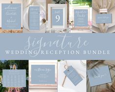 the wedding reception bundle includes blue and white items