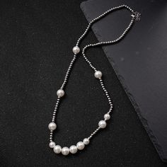 Material: Titanium Steel Fashion Element: null Style: Personality Pearl White Necklaces With Silver Round Beads, Silver Beaded Necklace With 16 Inch Round Beads, Round Bead Necklace, Men's Accessories, Round Beads, Womens Necklaces, Pearl Necklace, Beaded Necklace, Mens Accessories