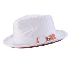 Dazzluxe Collection: White with Papaya Bottom Braided Stingy Brim Pinch Fedora Hat H-85 Live life on the edge with this White with Papaya Bottom Braided Stingy Brim Pinch Fedora Hat. It's daring design features a Papaya Bottom and matching Grosgrain Ribbon, plus a Pinch Crown, and a stylishly wide 2 1/2" brim. Step up your style and take the plunge with this hat - no lining, and size XL available for an additional $5. Conquer the day and make a statement with this Polyester Blend stunner. Papaya Wide Brim Fedora Mens, Mens Summer Hats, White Fedora Hat, White Fedora, Life On The Edge, Hat Size Chart, Wide Brim Fedora, Black Snapback