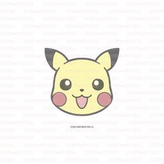 the pokemon pikachu face is shown with pink cheeks and ears, as well as eyes