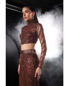 Copper Mermaid Lehenga Set | Copper Lehenga Set | Bora Honey's – B Anu Designs Fitted Party Wear Sets For Gala, Fitted Sets For Gala Party Wear, Glamorous Fitted Embellished Sets, Glamorous Sequin Fabric For Reception, Sequin Sets For Gala Festive Season, Embellished Fitted Lehenga For Gala, Bollywood Style Sequined Party Sets, Glamorous Embellished Sets For Party Season, Glamorous Embellished Sets For Party