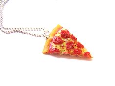 The Pizza is Eternal Necklace by SucreSucreMiniatures People Disappoint, Cameo Cookies, Pizza Jewelry, Pizza Salami, Pizza Necklace, Food Necklace, Miniature Food Jewelry, Cell Phone Charms, Gooey Cheese