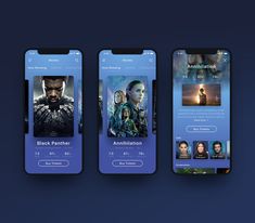 three smartphones displaying movies on the screen and an image of batman, catwoman, aqua