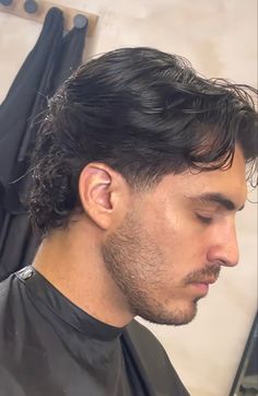 Long On Top Medium On Sides Men, Flow Tapered Haircut, Haircut For Men Mullet, Mullet With Middle Part, Men’s Shaggy Haircut Short Sides, Taper Fade Medium Hair, Wavy Slick Back Men, Mens Long Hairstyles Wavy Thick Hair, Middle Part Mullet Men