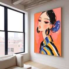 Cartoon Character Painting Framed Artwork Large Fgure Acrylic Painting Cute Girl Original Abstract Wall Art People Paintings, Abstract People, Color Abstract, Minimalist Painting, Linen Canvas, Mini Canvas Art, Mini Canvas, Wall Treatments, Large Abstract