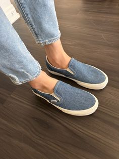 Vans Classic Slip-On Threaded Denim Blue/White VN0009Q7Y6Z Vans Slip On, Vans Classic Slip On, Vans Classic, Denim Blue, Blue Denim, Blue White, Shop Now, Slip On, Blue And White